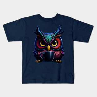 OWL AND COFFEE CUP Kids T-Shirt